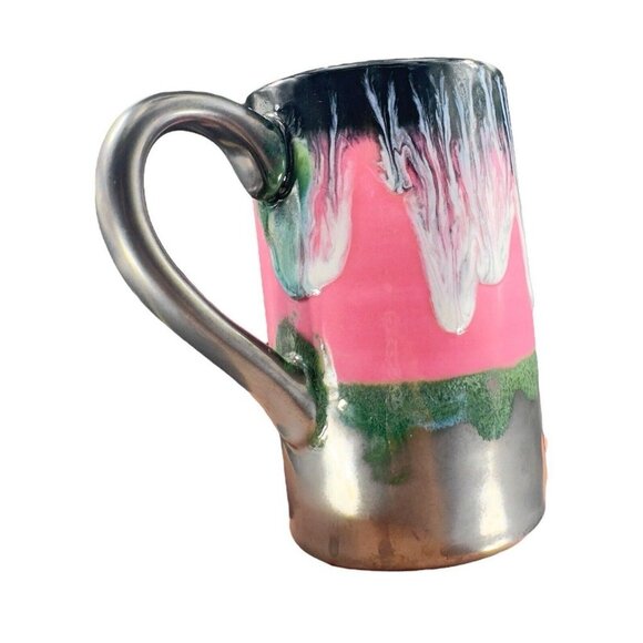 Studio Art Pottery Hand Made Single Drip Glaze Pottery Drinking Coffee Cup Mug - Picture 2 of 16
